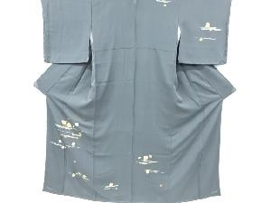 リサイクル　破れ色紙に花模様刺繍一つ紋訪問着